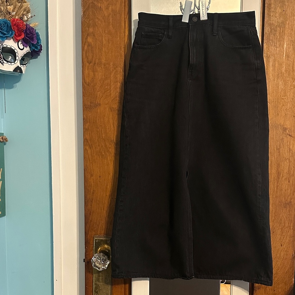 Uniqlo Classic Black Denim Long Skirt